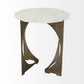 Round Live-Edge Side Table with Marble Top and Gold Metal Base By Homeroots