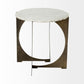 Round Live-Edge Side Table with Marble Top and Gold Metal Base By Homeroots