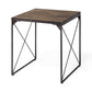 Medium Brown Wood Side Table with Square Top and Iron Cross Braced By Homeroots