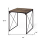Medium Brown Wood Side Table with Square Top and Iron Cross Braced By Homeroots
