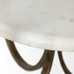 Round Glass Top Metal Side Table with Marble Shelf on Bottom By Homeroots