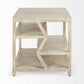 Light Brown Wooden Square Top Side Table with Multi-Level Shelf By Homeroots