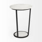 18' Round White Marble Top Accent Table with Black Metal Frame By Homeroots | Accent Tables | Modishstore - 2