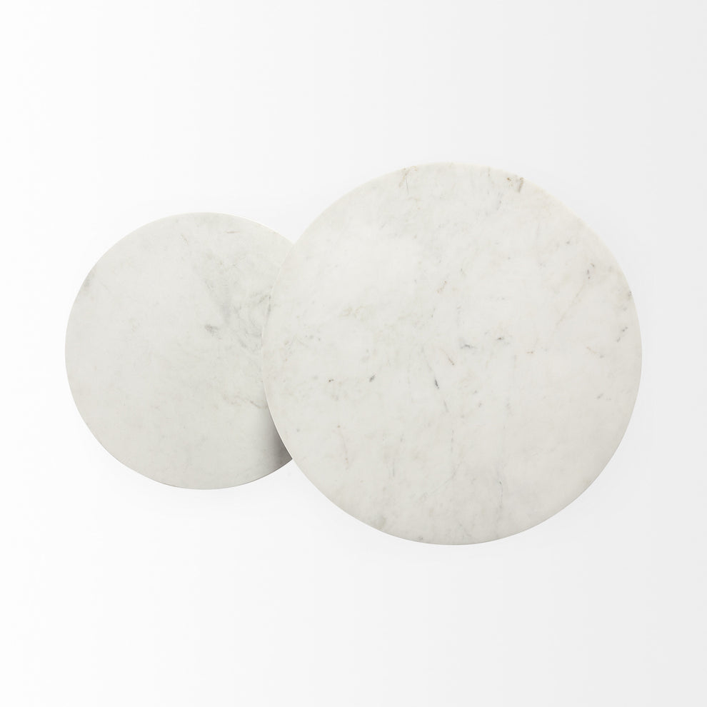 18' Round White Marble Top Accent Table with Black Metal Frame By Homeroots | Accent Tables | Modishstore - 5