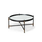 Round Mirrored Top Accent Table with Black and Brass Metal Base By Homeroots | Accent Tables | Modishstore