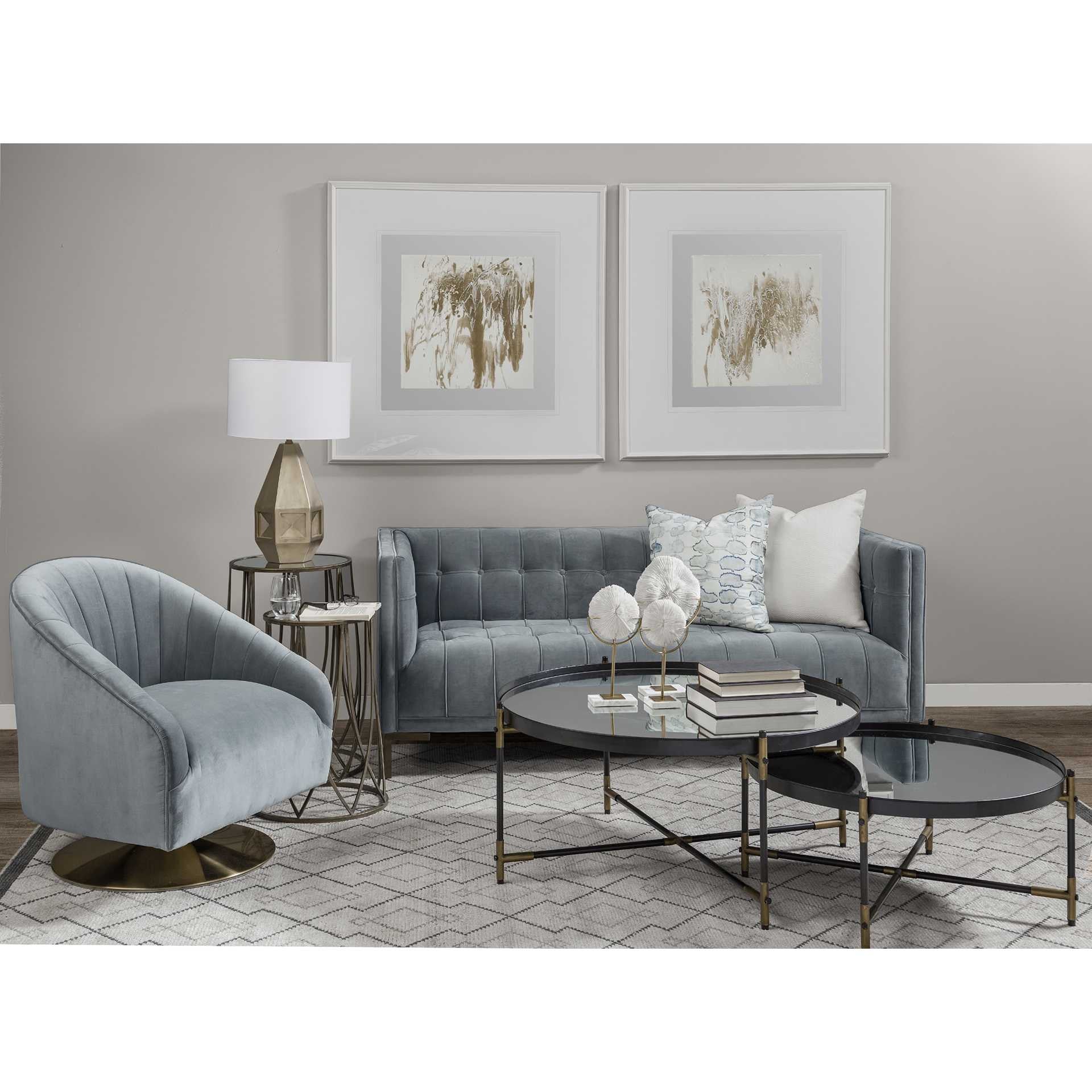 Round Mirrored Top Accent Table with Black and Brass Metal Base By Homeroots | Accent Tables | Modishstore - 6