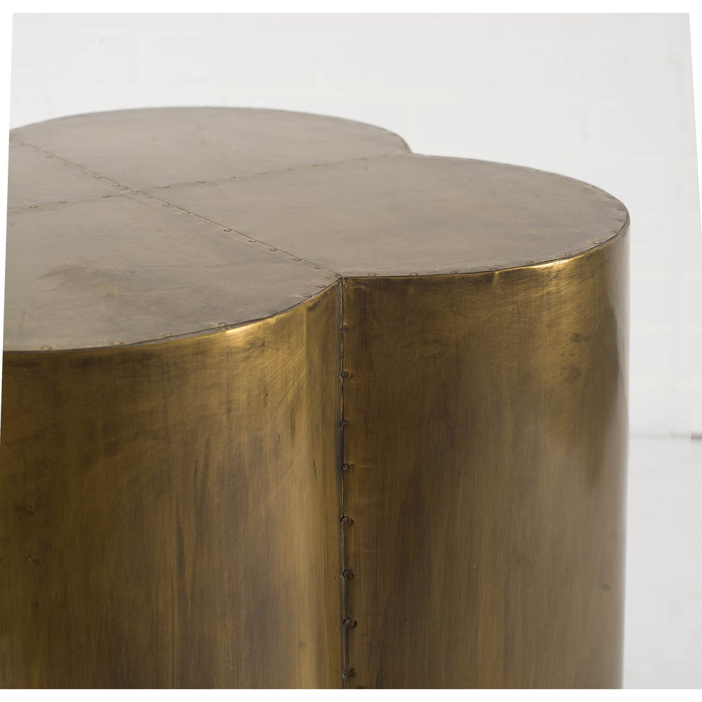 Antiqued Brass and Clad Wooden Accent Table with Flower Top By Homeroots | Accent Tables | Modishstore - 2