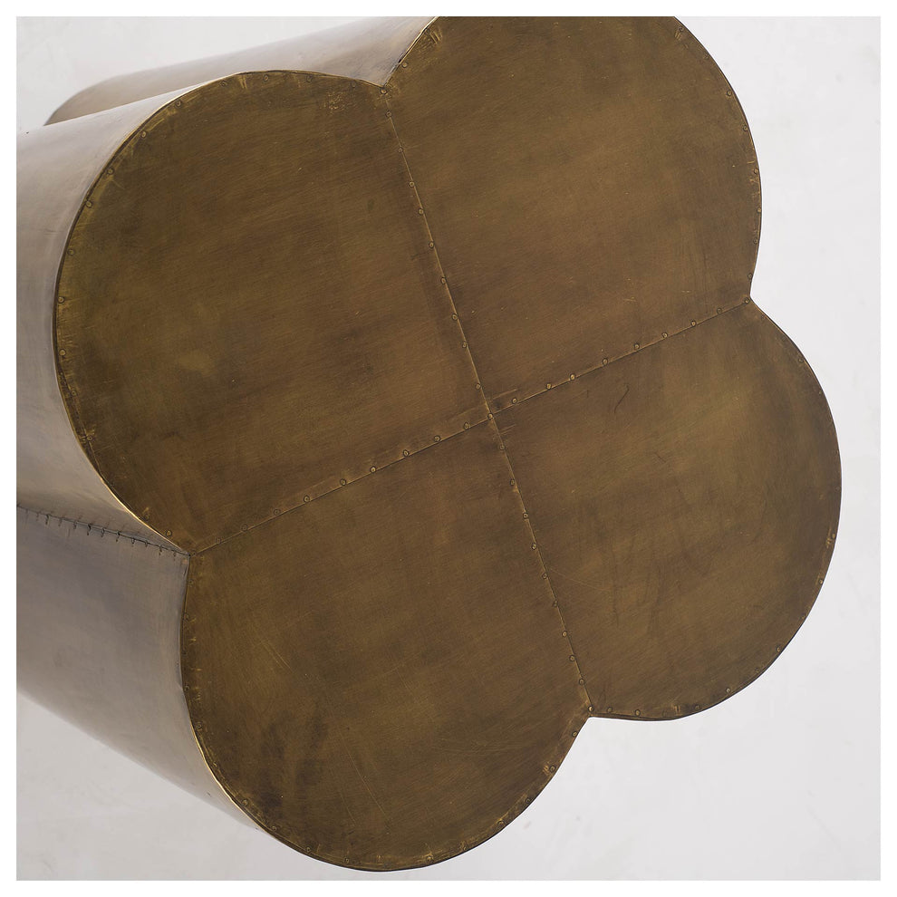 Antiqued Brass and Clad Wooden Accent Table with Flower Top By Homeroots | Accent Tables | Modishstore - 3
