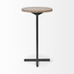 Brown Wood Round Top Accent Table with Black Iron Base By Homeroots