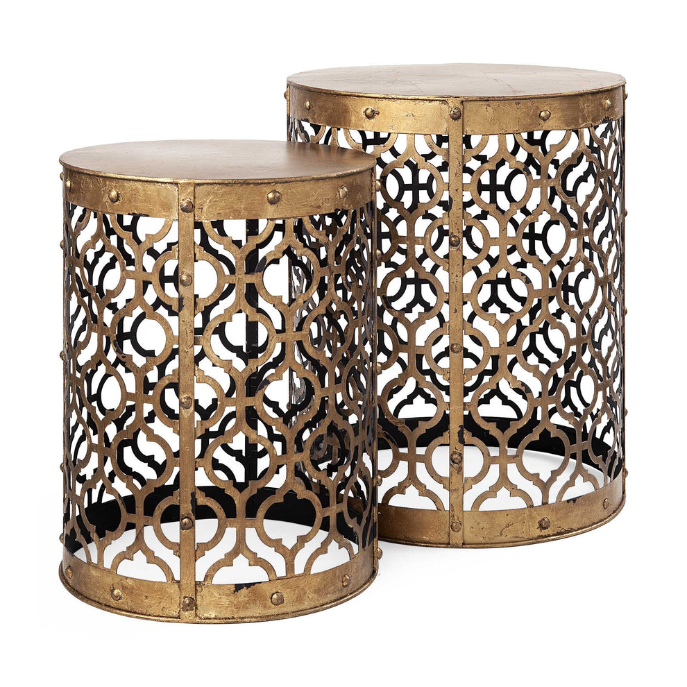 Set of 2 Cylindrical Gold Metal Accent Tables By Homeroots | Accent Tables | Modishstore - 3