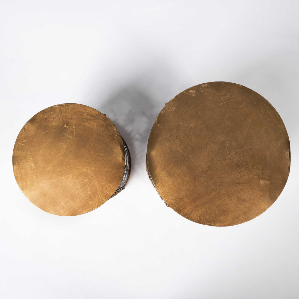 Set of 2 Cylindrical Gold Metal Accent Tables By Homeroots | Accent Tables | Modishstore - 6