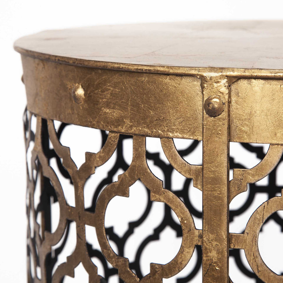 Set of 2 Cylindrical Gold Metal Accent Tables By Homeroots | Accent Tables | Modishstore - 7