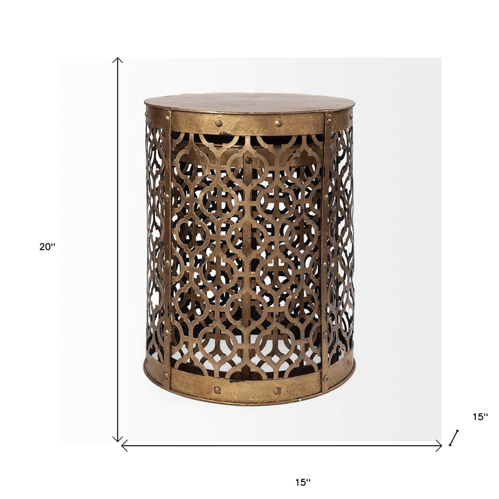 Set of 2 Cylindrical Gold Metal Accent Tables By Homeroots | Accent Tables | Modishstore - 8