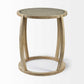 Light Brown Wood Round Top Accent Table with Glass By Homeroots