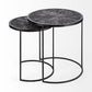 Set of 2 Dark Wood Round Top Accent Tables with Black Iron Frame By Homeroots | Accent Tables | Modishstore - 2