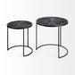 Set of 2 Dark Wood Round Top Accent Tables with Black Iron Frame By Homeroots | Accent Tables | Modishstore - 3