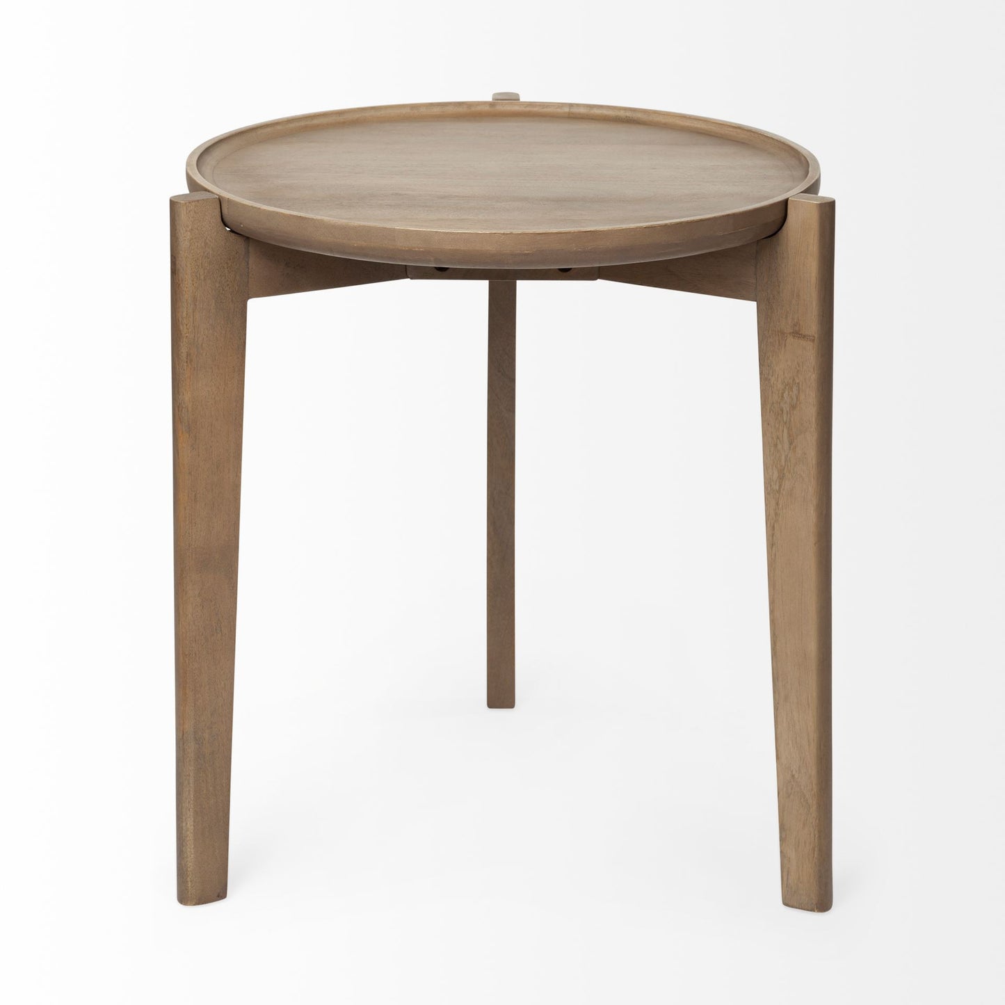 Brown Wood Round Top Accent Table with Three-legged Base By Homeroots