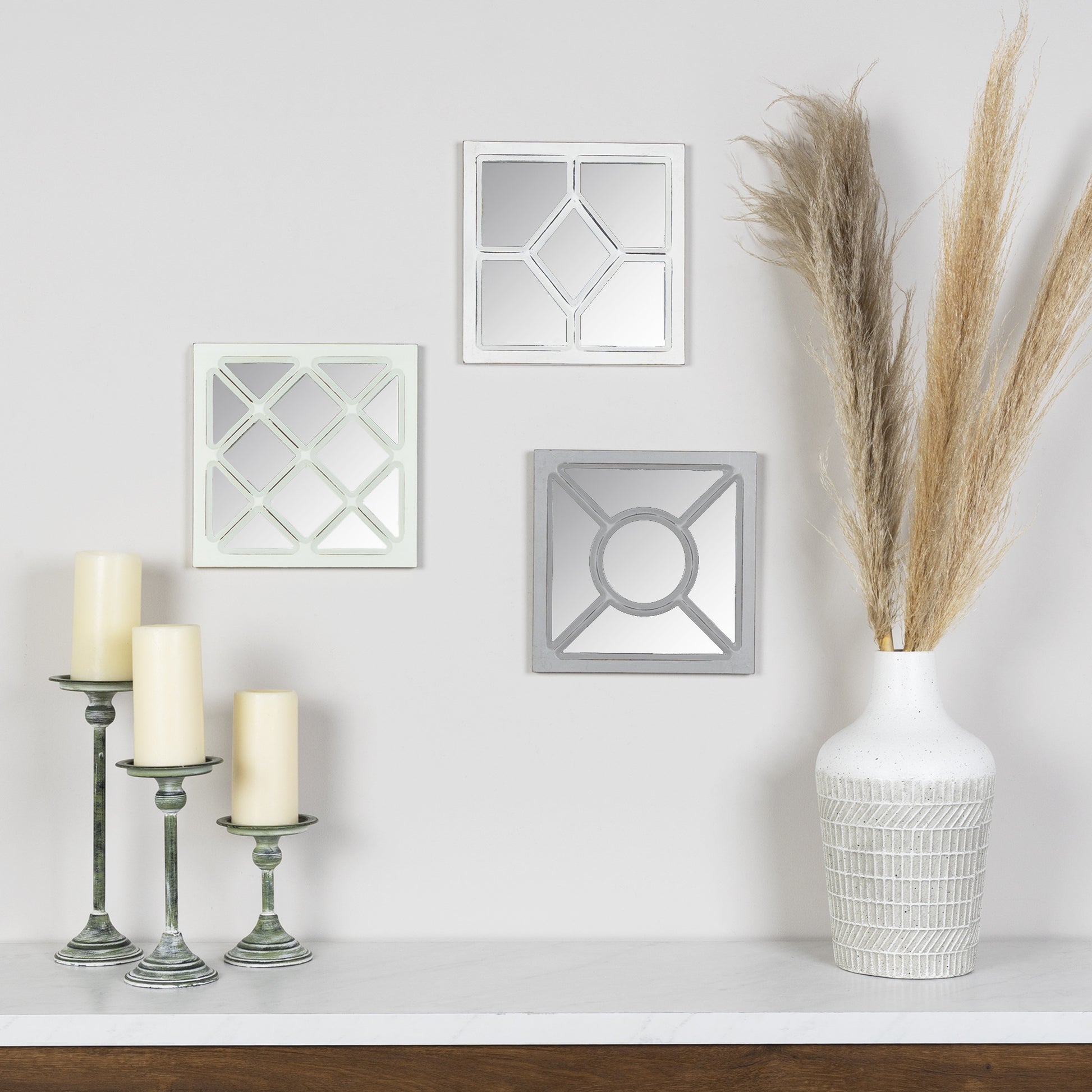 Set of 3 Geometric Wall Mirrors By Homeroots | Mirrors | Modishstore - 3