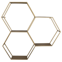 Golden Honeycomb Trio Wall Shelf By Homeroots