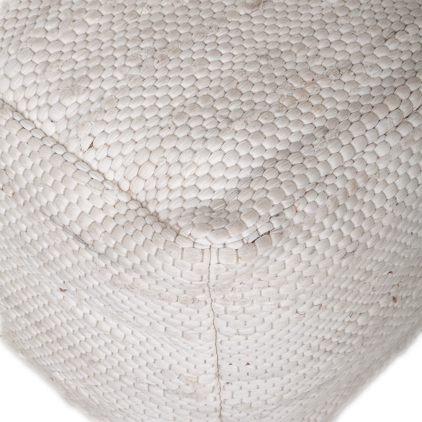 Chic Chunky White Textured Pouf By Homeroots | Poufs | Modishstore