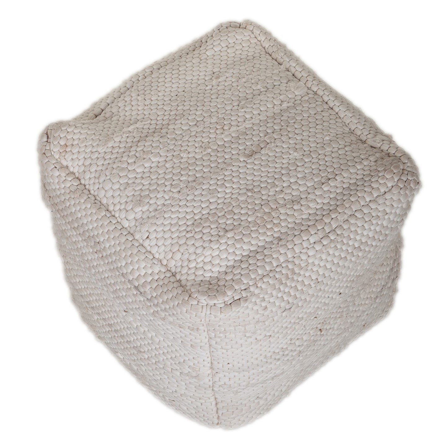 Chic Chunky White Textured Pouf By Homeroots | Poufs | Modishstore - 4