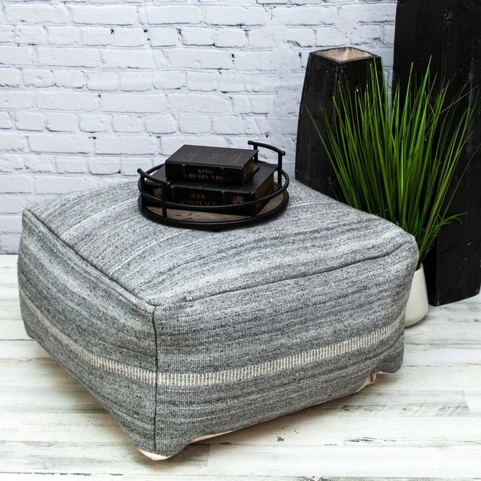Steel Grey Stylish Pouf By Homeroots | Poufs | Modishstore - 4
