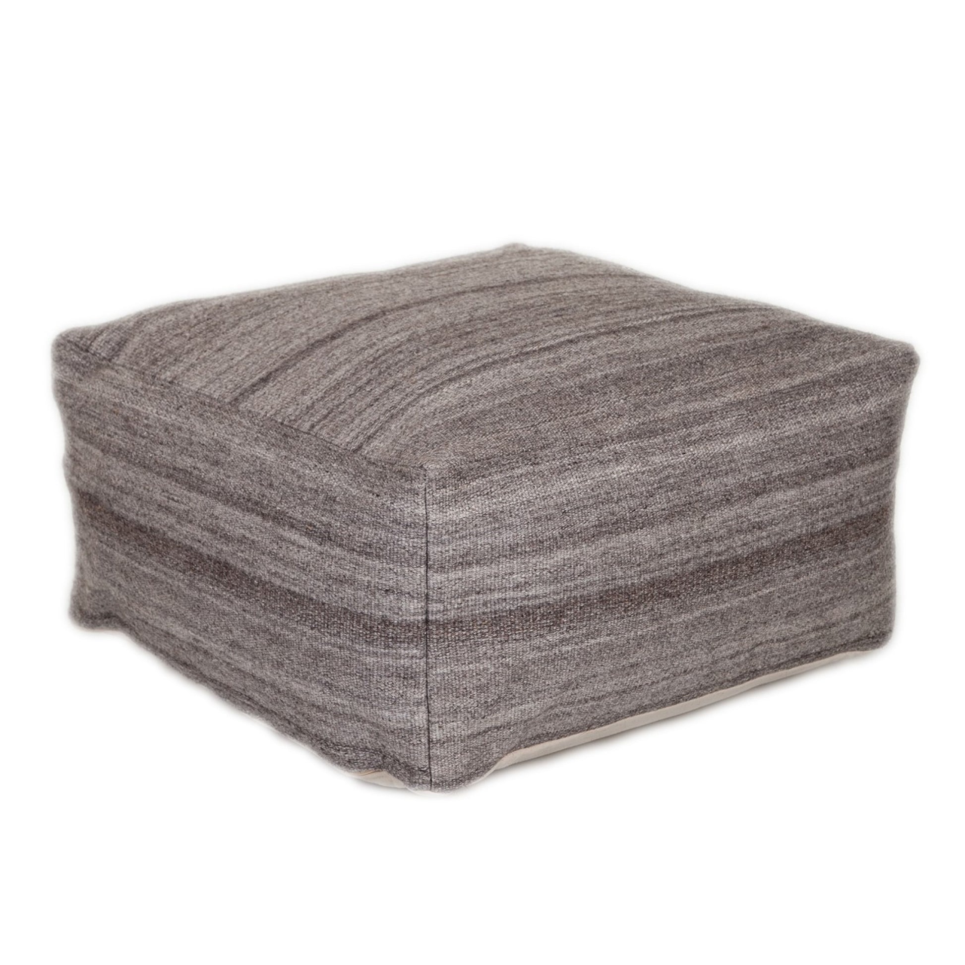 Stone Gray and Brown Pouf By Homeroots | Poufs | Modishstore - 5