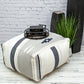 Aztec Gray Navy and Beige Pouf By Homeroots | Poufs | Modishstore - 5