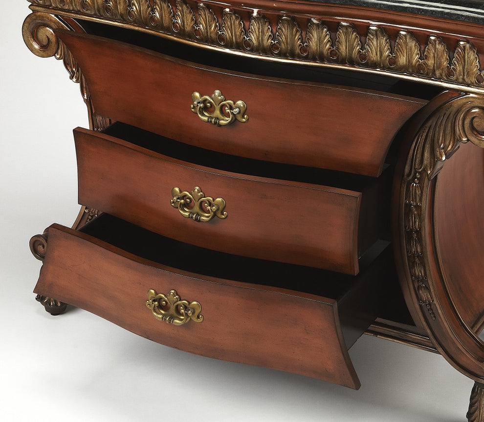 Traditional Style Carved Desk By Homeroots | Drawers | Modishstore - 3