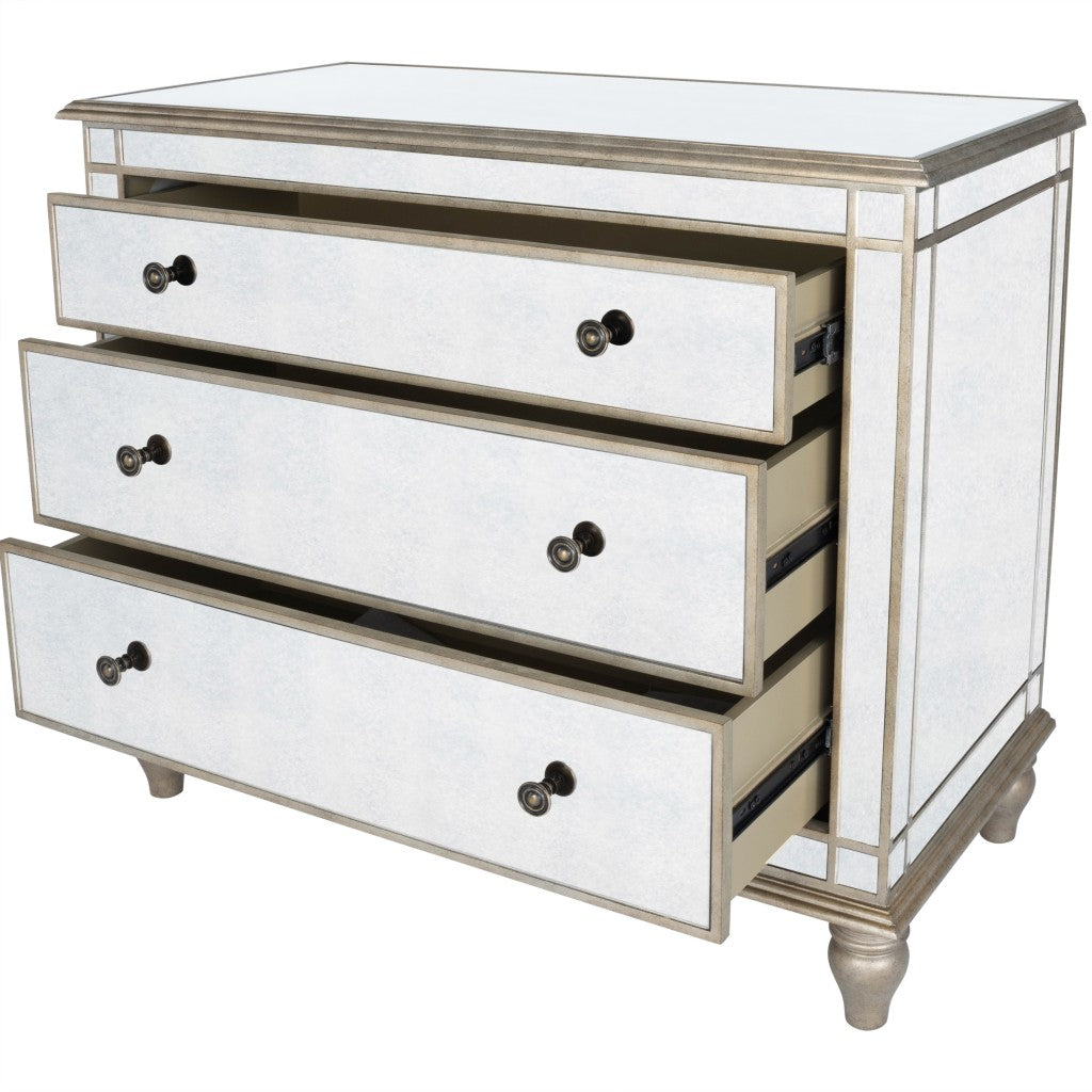 Rectangle Mirrored Three Drawer Console Storage Chest By Homeroots | Drawers | Modishstore - 6