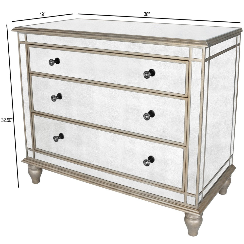Rectangle Mirrored Three Drawer Console Storage Chest By Homeroots | Drawers | Modishstore - 8
