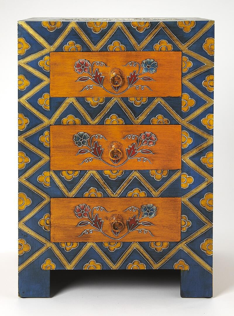 Stylish Hand Painted 3 Drawer Accent Cabinet By Homeroots | Drawers | Modishstore - 2