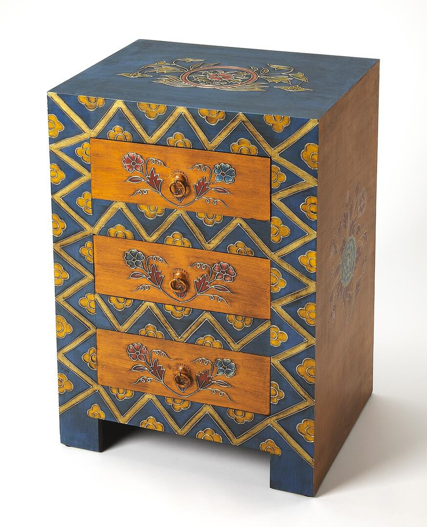 Stylish Hand Painted 3 Drawer Accent Cabinet By Homeroots | Drawers | Modishstore - 4