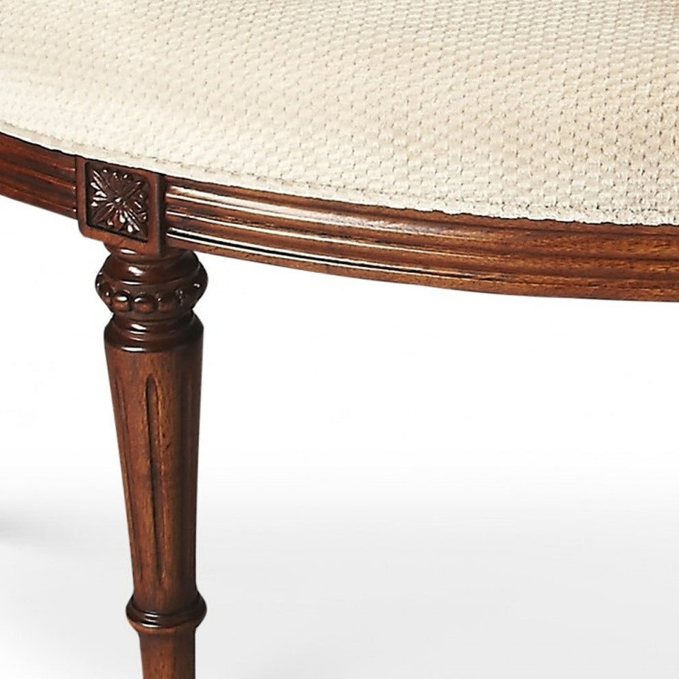 Classic Ivory and Golden Brown Crescent Shaped Bench By Homeroots | Benches | Modishstore - 4