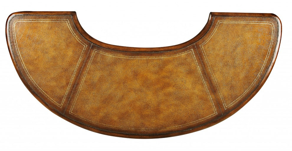 Classic Crescent Shape Leather Top Desk By Homeroots | Desks | Modishstore - 4