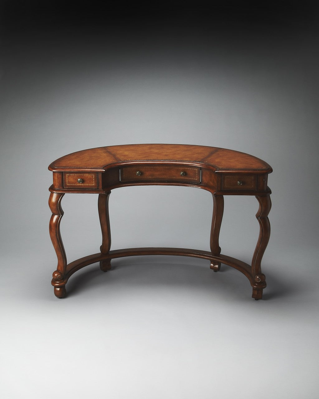 Classic Crescent Shape Leather Top Desk By Homeroots | Desks | Modishstore