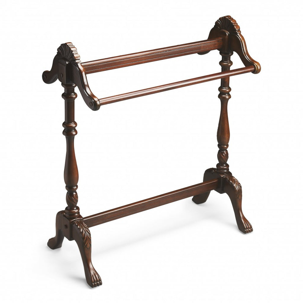 Dark Brown Finish Hand Harved Wooden Blanket Stand By Homeroots | Room Dividers | Modishstore - 3