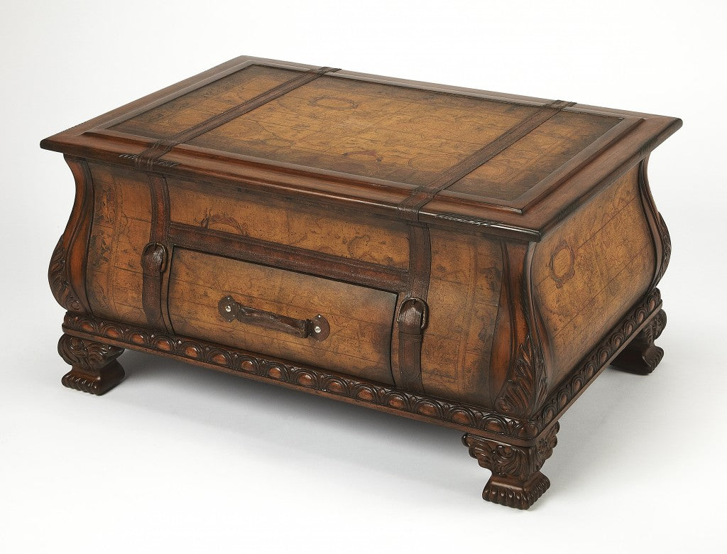 Old World Vintage Style Map Bombe Coffee Table By Homeroots | Coffee Tables | Modishstore