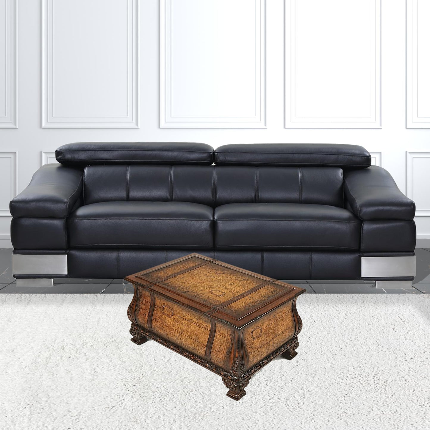 Old World Vintage Style Map Bombe Coffee Table By Homeroots | Coffee Tables | Modishstore - 3