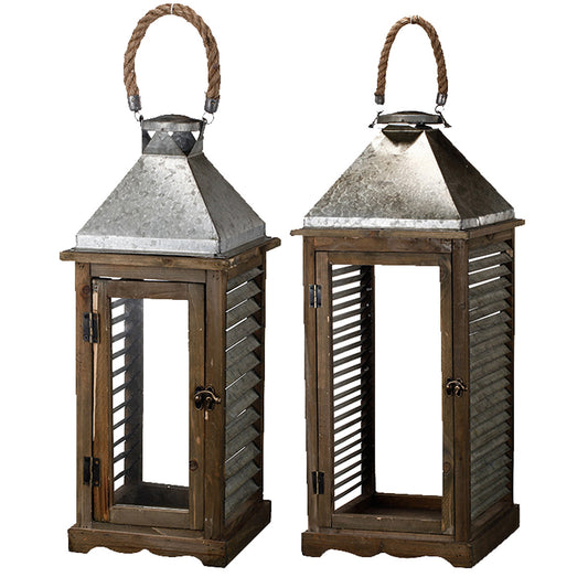 A&B Home Brown Traditional Lantern - Set Of 2 | Lanterns | Modishstore