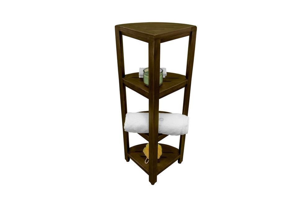 Dark Brown 38" Curvilinear Corner Four Tier Shower Shelf By Homeroots | Shelves & Shelving Units | Modishstore - 3