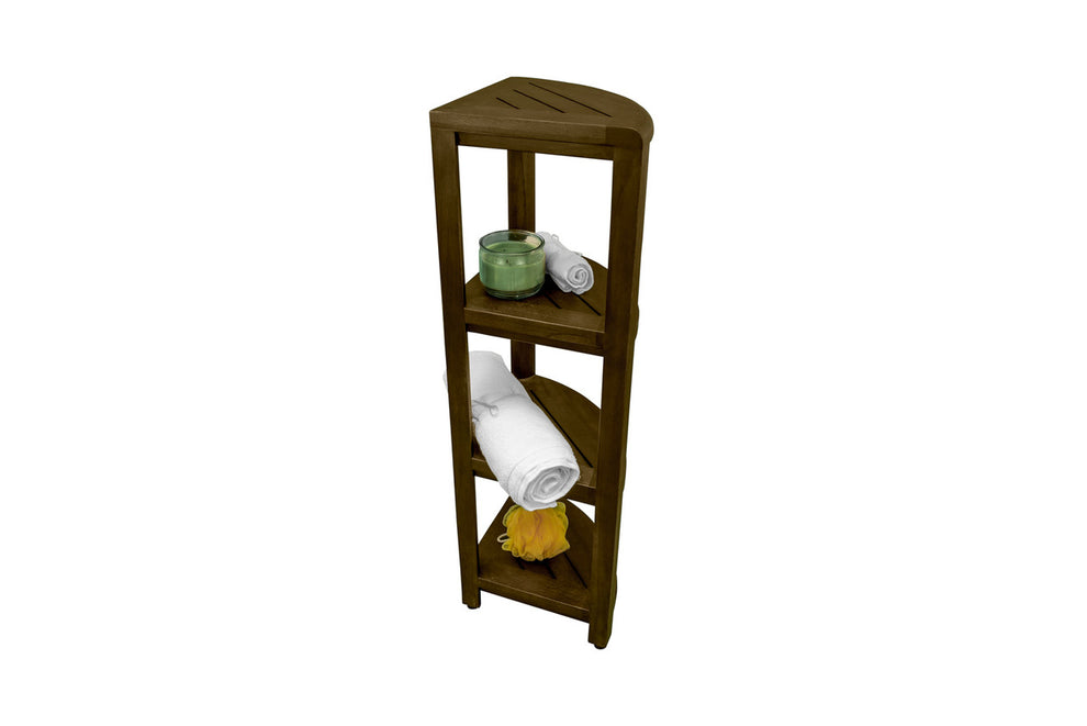 Dark Brown 38" Curvilinear Corner Four Tier Shower Shelf By Homeroots | Shelves & Shelving Units | Modishstore - 4