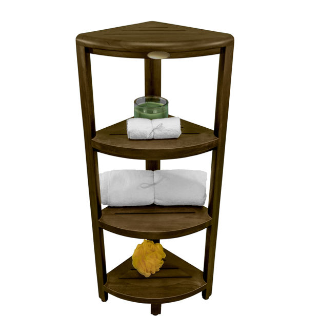 Dark Brown 38" Curvilinear Corner Four Tier Shower Shelf By Homeroots | Shelves & Shelving Units | Modishstore - 5