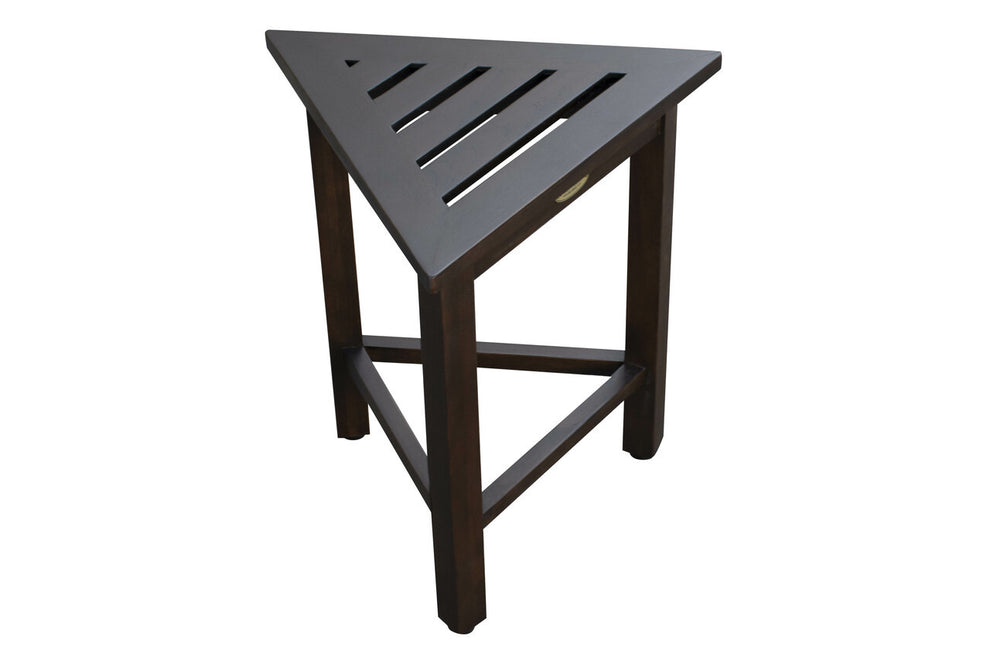 Hotel Dark Teak 18" Triangle Corner Shower Bench Or Shelf By Homeroots | Benches | Modishstore - 3