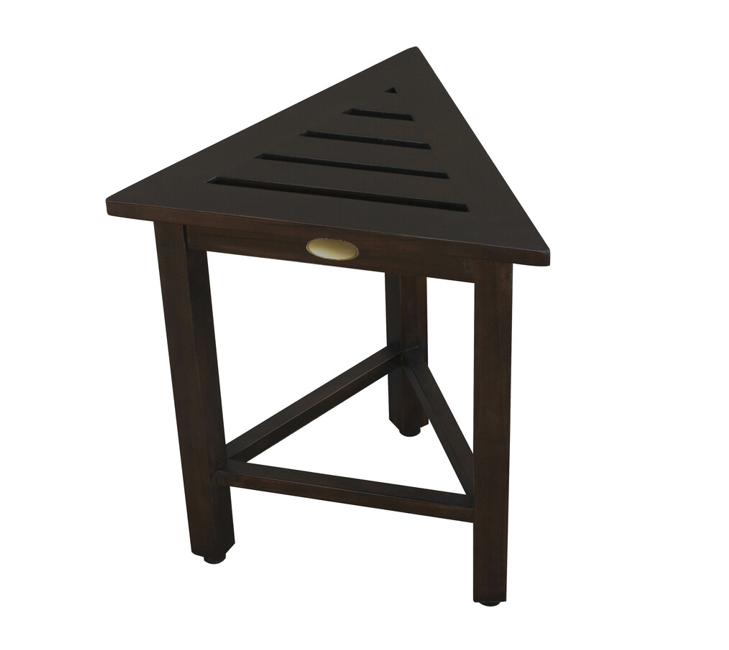 Hotel Dark Teak 18" Triangle Corner Shower Bench Or Shelf By Homeroots | Benches | Modishstore - 4