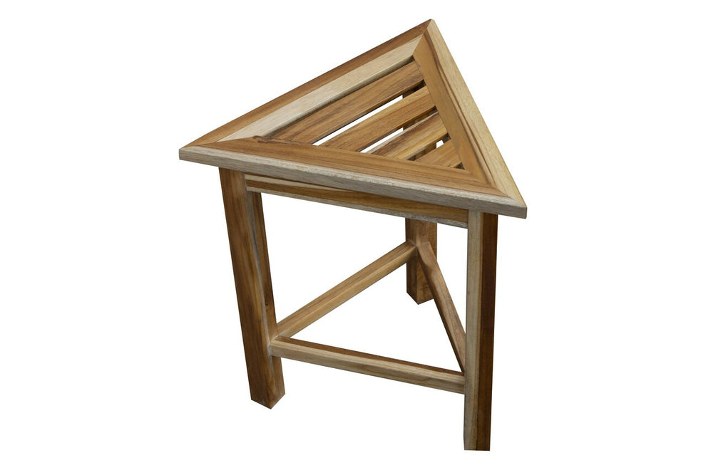 Hotel Natural Teak 18" Triangle Corner Shower Bench Or Shelf By Homeroots | Benches | Modishstore - 4