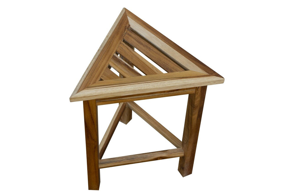 Hotel Natural Teak 18" Triangle Corner Shower Bench Or Shelf By Homeroots | Benches | Modishstore - 7
