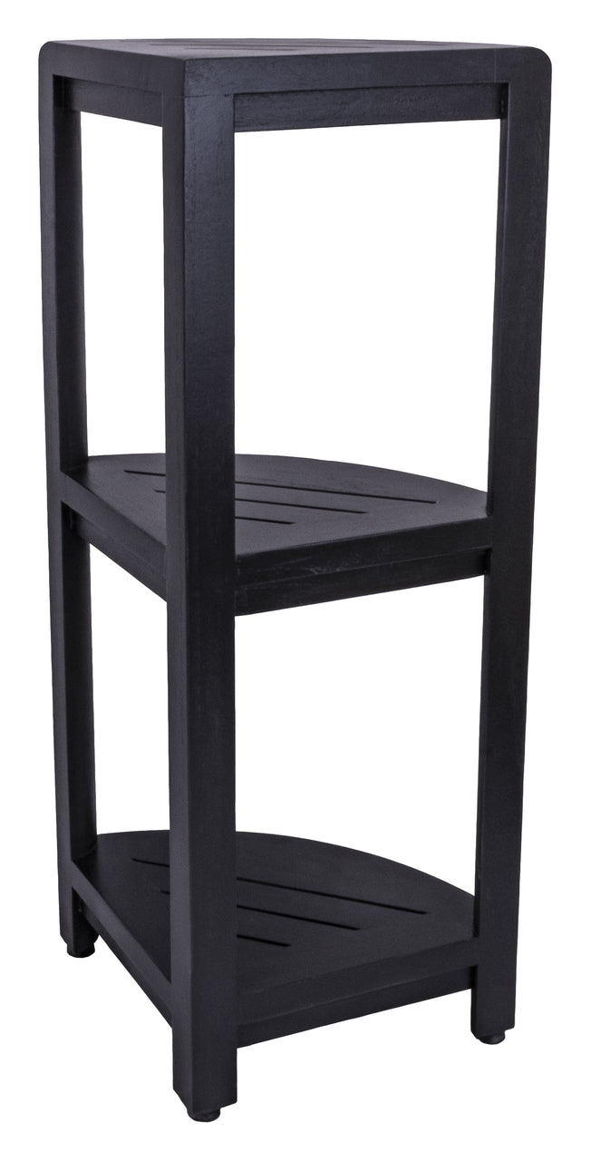 Gray Teak 32" Curvilinear Corner Shower Tiered Shelf By Homeroots | Shelves & Shelving Units | Modishstore - 2