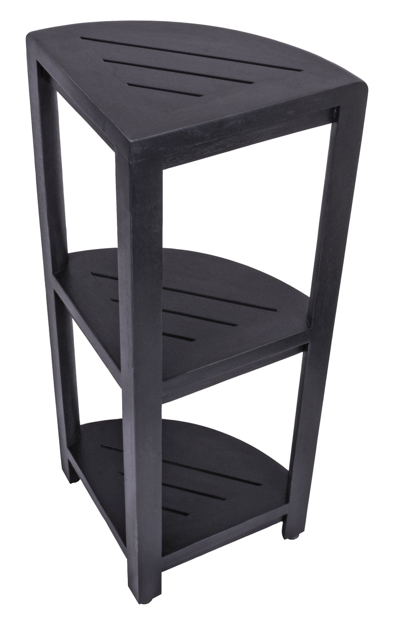 Gray Teak 32" Curvilinear Corner Shower Tiered Shelf By Homeroots | Shelves & Shelving Units | Modishstore - 3