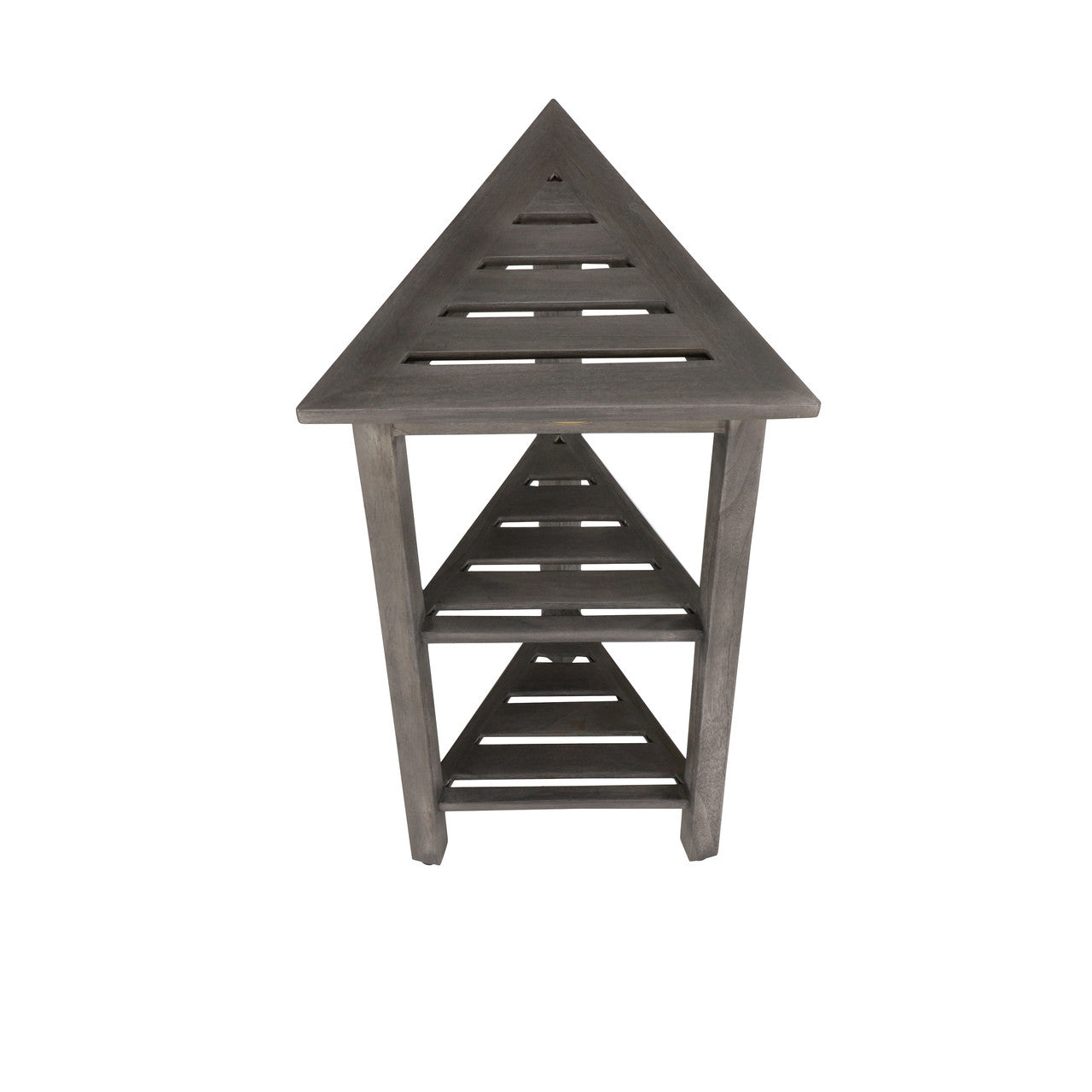 Hotel Gray Teak 32" Triangle Corner Shower Tiered Shelf By Homeroots | Shelves & Shelving Units | Modishstore - 7
